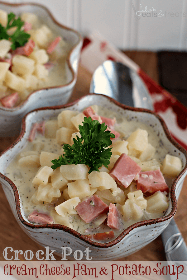Cream Cheese Ham & Potato Soup ~ Easy Crock Pot Soup loaded with ham and potatoes!
