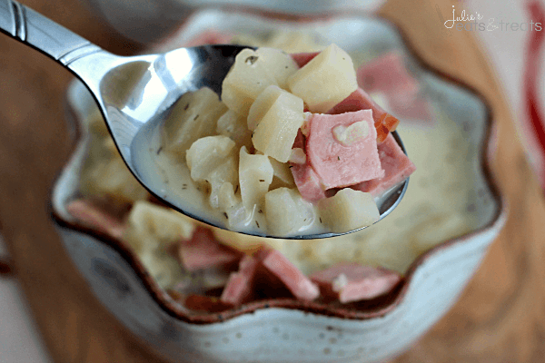 Cream Cheese Ham & Potato Soup ~ Easy Crock Pot Soup loaded with ham and potatoes!