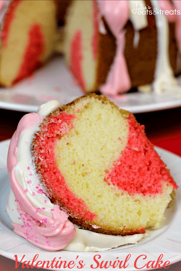 Valentine's Swirl Cake ~ Super easy box cake and frosting dressed up for a festive Valentine's Day treat!