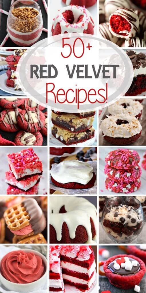 50 of the Best Red Velvet Recipes in one place from all of your Favorite Bloggers! Everything from cupcakes and donuts to milkshakes and pretzels!