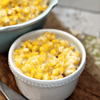 Crock Pot Cheddar Creamed Corn ~ The perfect easy side dish for your main dish! Throw it in the Crock Pot and forget it!