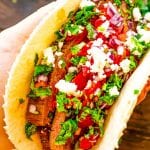 Hand holding an easy steak taco