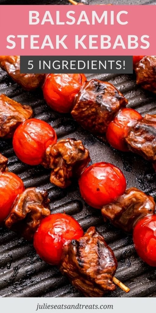 Balsamic Steak Kebabs on a grill pan