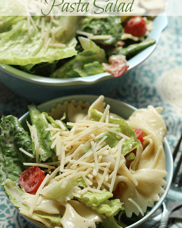 BLT Caesar Pasta Salad ~ Loaded with Romaine, Pasta, Bacon and Tomatoes! Best of Pasta and Lettuce Salads Coming Together!