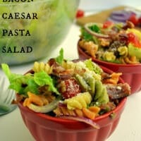 Bacon Caesar Pasta Salad on www.julieseatsandtreats.com