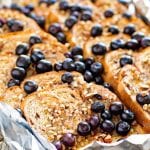 Grilled blueberry french toast in aluminum foil