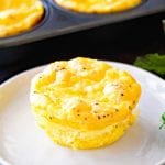 Muffin tin egg on a white plate