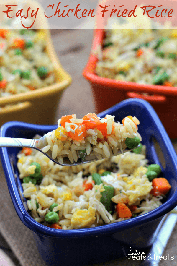 Easy Chicken Fried Rice ~ Loaded with Veggies, Eggs, Chicken and Rice! On the Table in 30 Minutes!