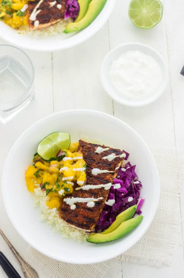 Cauliflower Rice Fish Taco Bowls - Julies Eats and Treats | #glutenfree #recipe #taco