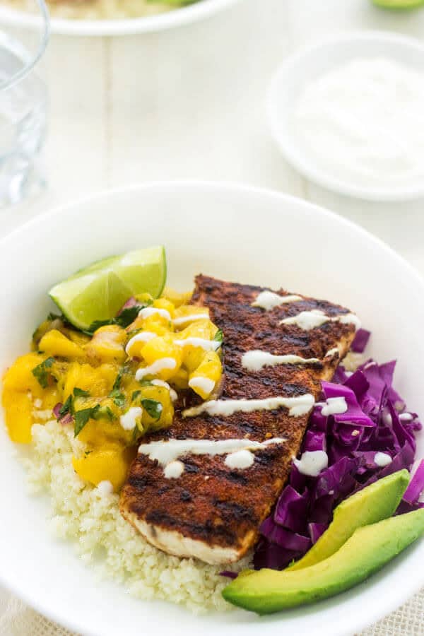 Cauliflower Rice Fish Taco Bowls - Julies Eats and Treats | #glutenfree #recipe #taco