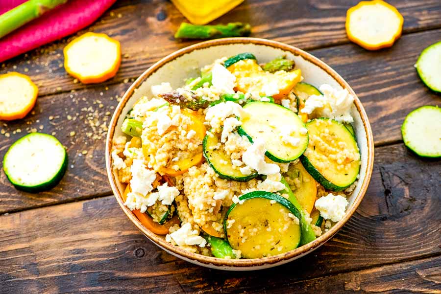 Couscous Salad with vegetables in bowl