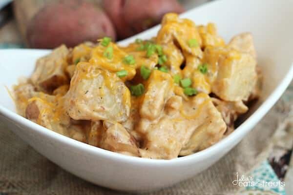 Crock Pot Cheesy Ranch Potatoes ~ Super Easy, Cheesy Crock Pot Potatoes Loaded with Ranch!