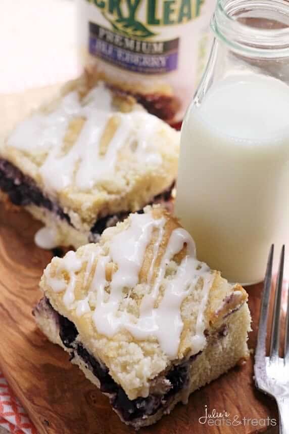 Blueberry Cream Cheese Coffee Cake ~ Delicious Coffee Cake Stuffed with Blueberries and Cream Cheese! Topped with a Crumb Topping and Glaze!