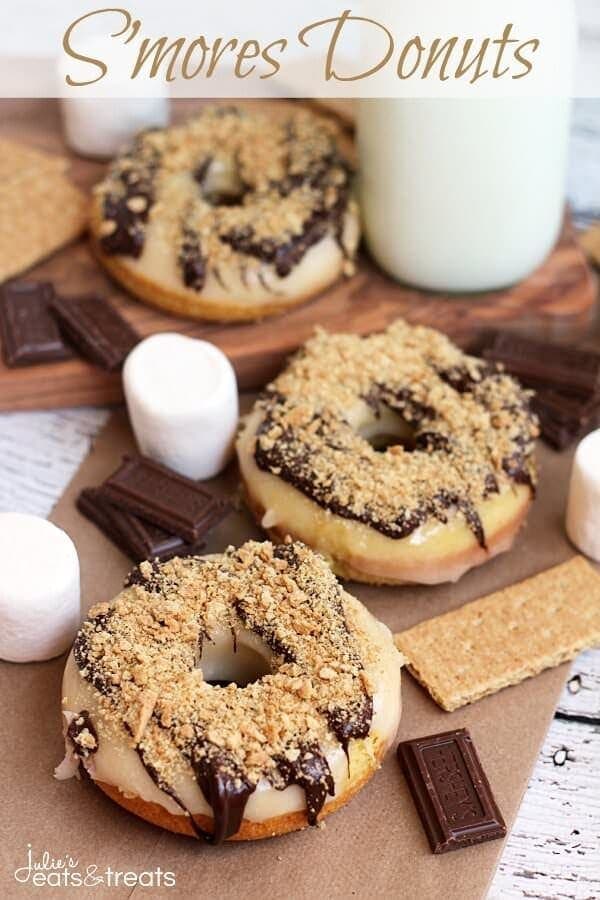 S'mores Donuts ~ Homemade Donuts Loaded with Marshmallow Frosting then Drizzled with Chocolate and Topped with Crushed Graham Crackers!