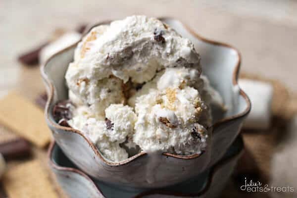 Smores Ice Cream ~ Easy, Cream Ice Cream Stuffed with Chocolate, Marshmallow & Graham Crackers!