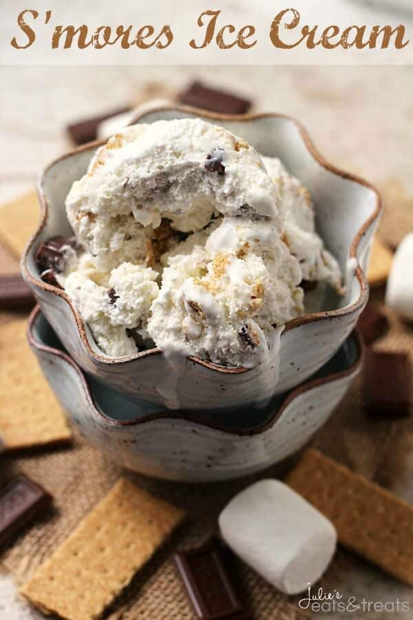 S'mores Ice Cream ~ Easy, Cream Ice Creamy Stuffed with Chocolate, Marshmallow & Graham Crackers!