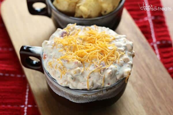 Corn Dip in Bowl on Wood Board