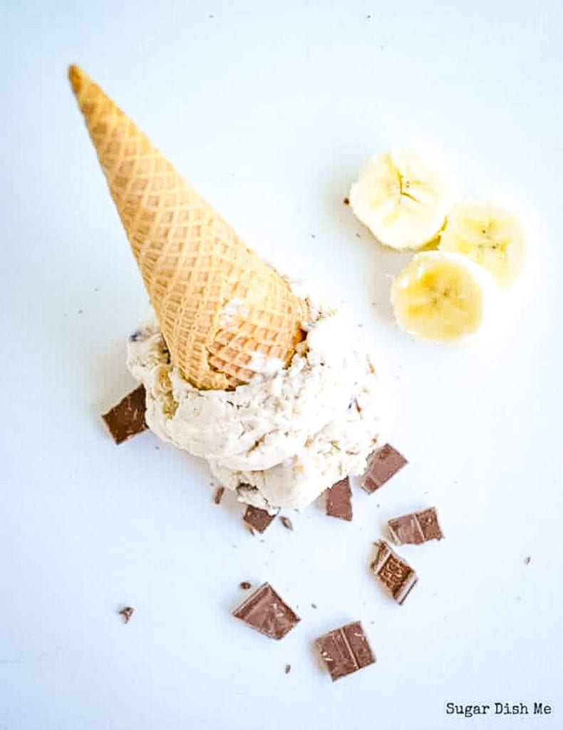 banana split ice cream cone upside down