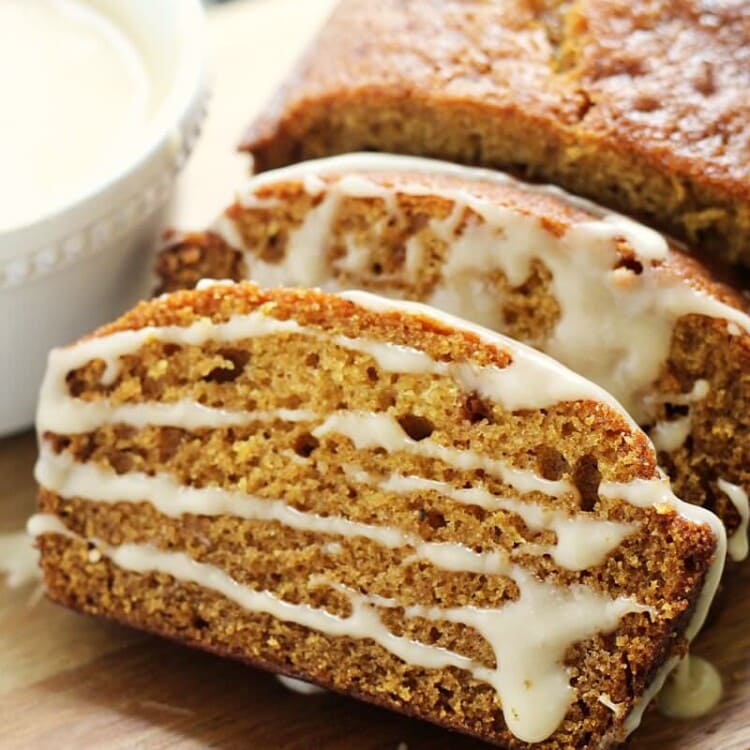 Pumpkin Bread with Caramel Glaze ~ The Perfect Pumpkin Bread Topped with a To-Die-For Caramel Glaze!