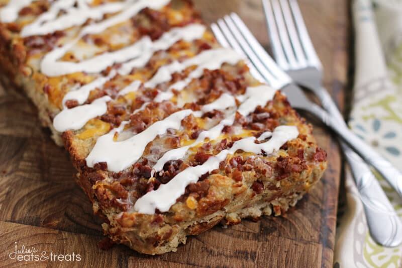 Chicken Bacon Ranch Meatloaf ~ Delicious, Easy, Comfort Food! Loaded with Chicken, Bacon, Cheese and Ranch!