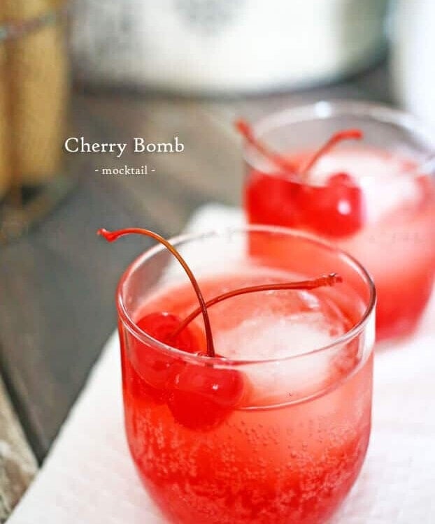 Cherry Bomb Mocktail ~ Only 3 Ingredients to a Easy, Fun Flirty Drink Loaded with Bubbles and Cherry!