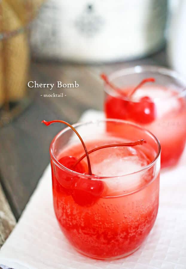 Cherry Bomb Mocktail ~ Only 3 Ingredients to a Easy, Fun Flirty Drink Loaded with Bubbles and Cherry!