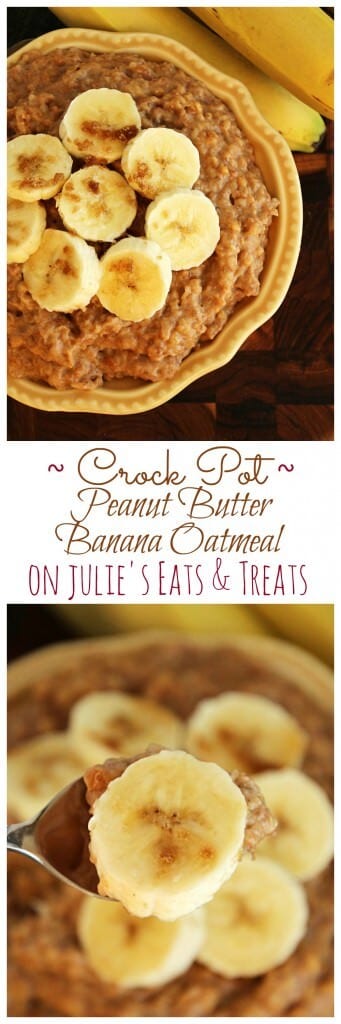 Crock Pot Peanut Butter Banana Oatmeal ~ Easy, Overnight Oatmeal Loaded with Peanut Butter, Bananas, Steel Cut Oatmeal and Flax Seed To Get You Going in the Morning!