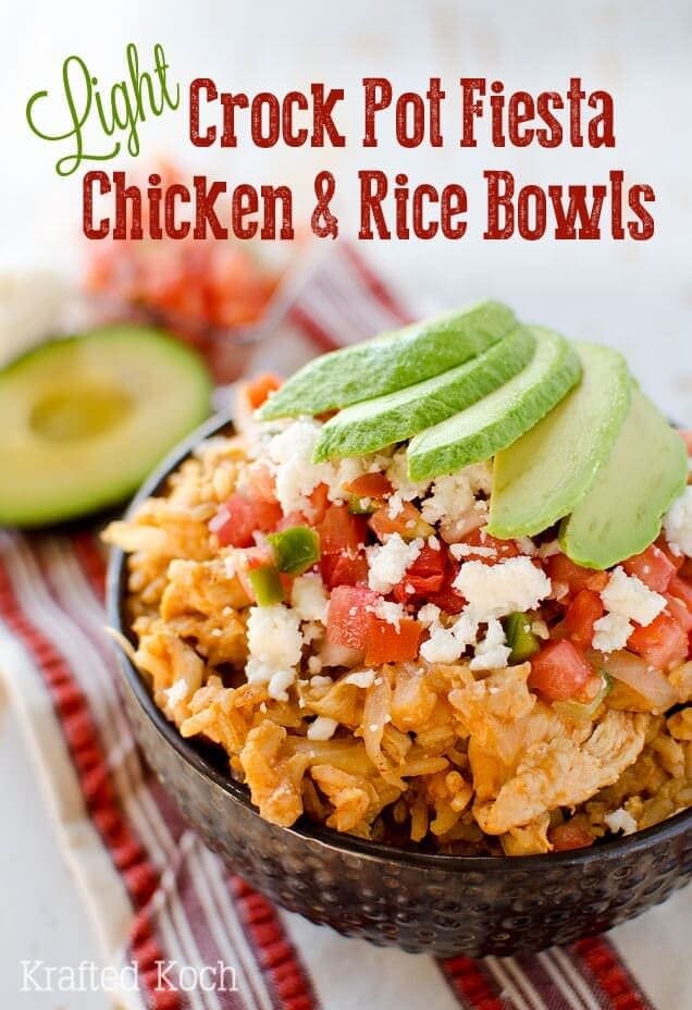 Light Crock Pot Fiesta Chicken & Rice Bowls Cropped