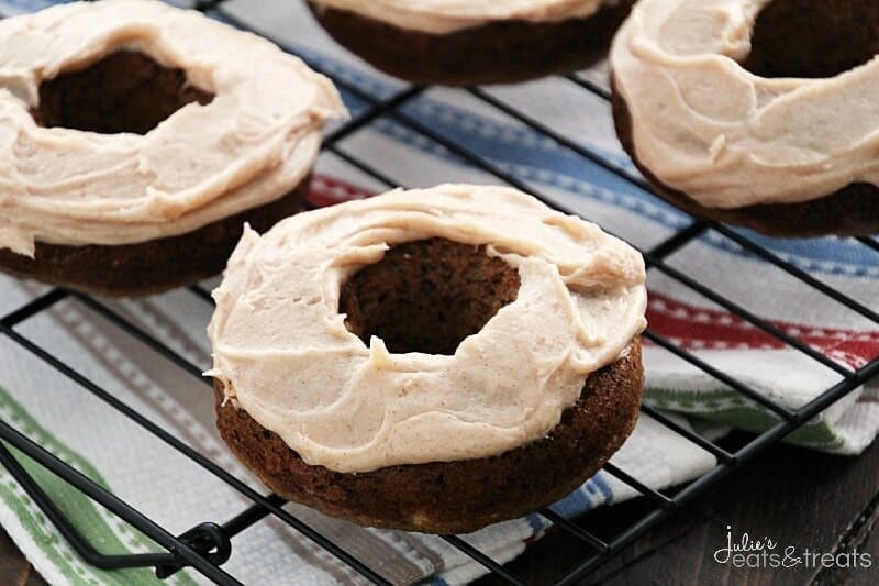 Cinnamon Cream Cheese Frosted Banana Donuts ~ Delicious, Easy, Moist Baked Banana Donuts Topped with Cream Cheese Frosting Loaded with Cinnamon!