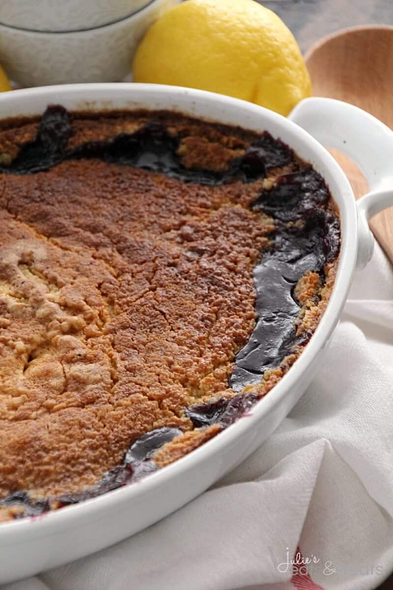 Lemon Blueberry Dump Cake ~ Quick & Easy Dessert Loaded with Blueberry Pie Filling and topped with Lemon Cake! Only Three Ingredients!