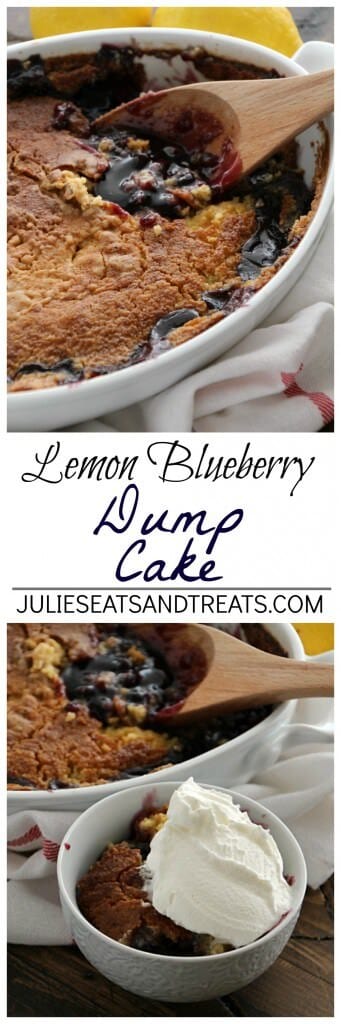 Lemon Blueberry Dump Cake ~ Quick & Easy Dessert Loaded with Blueberry Pie Filling and topped with Lemon Cake! Only Three Ingredients!