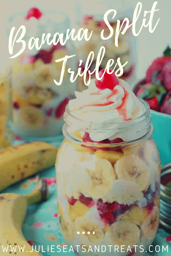 Banana Split Trifle in a mason jar