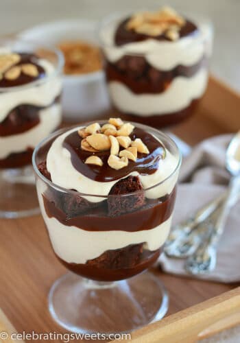 Chocolate Peanut Butter Brownie Trifles from Celebrating Sweets