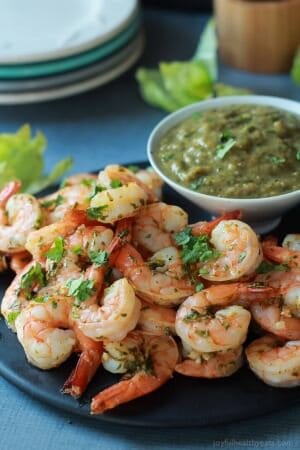 Cilantro Lime Roasted Shrimp with Tomatillo Sauce-3