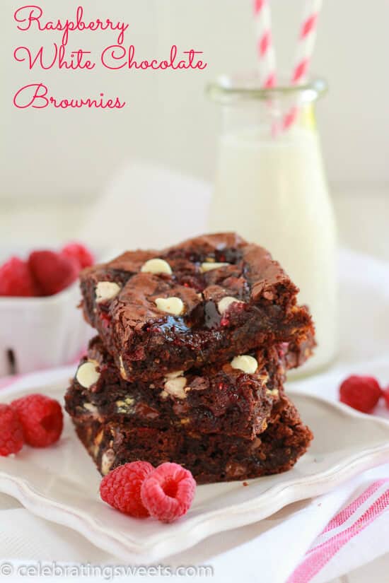 Raspberry White Chocolate Brownies - Fudgy brownies filled with white chocolate chips, raspberry jam, and fresh raspberries