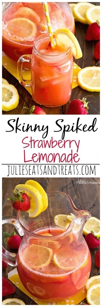 Skinny Spiked Strawberry Lemonade ~ Delicious Strawberry Lemonade Recipe Sweetened with Truvia and Spiked with Strawberry Lemonade Vodka!