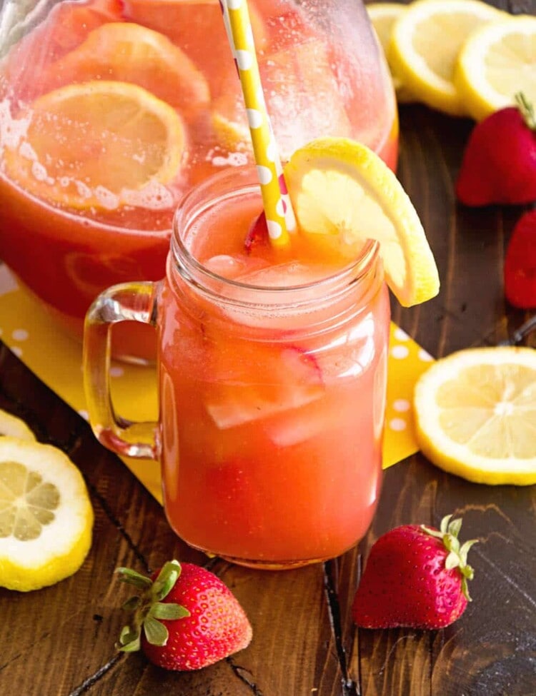 Skinny Spiked Strawberry Lemonade ~ Delicious Strawberry Lemonade Recipe Sweetened with Truvia and Spiked with Strawberry Lemonade Vodka!