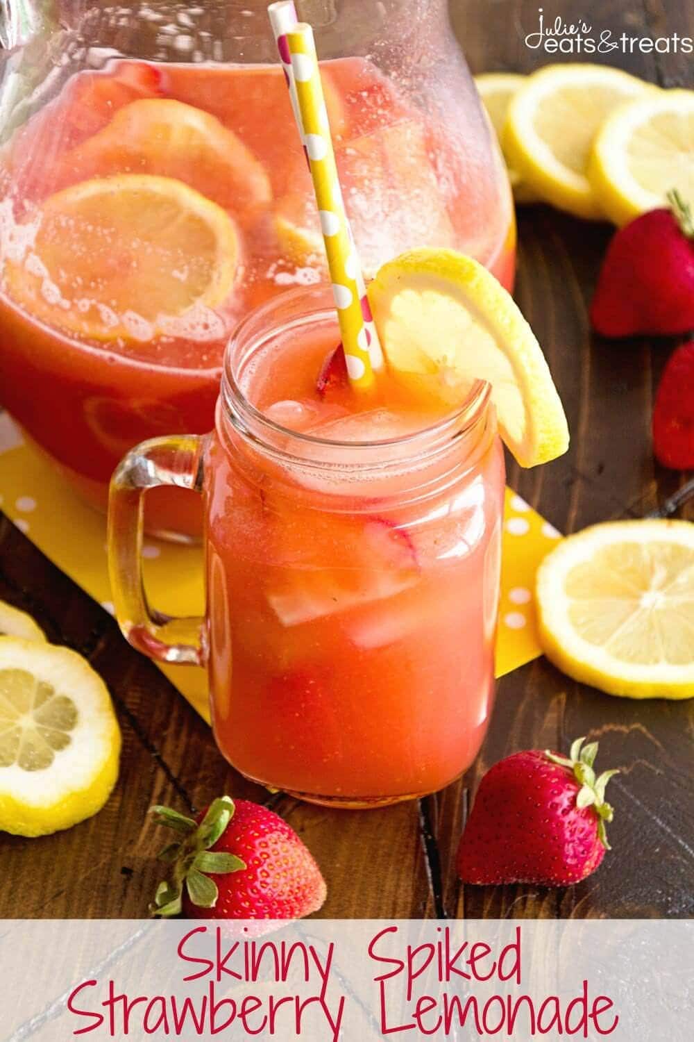 Skinny Spiked Strawberry Lemonade ~ Delicious Strawberry Lemonade Recipe Sweetened with Truvia and Spiked with Strawberry Lemonade Vodka!