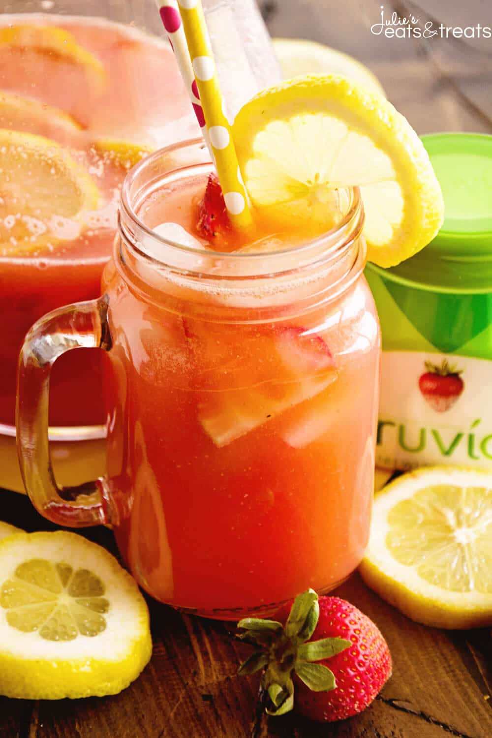 Skinny Spiked Strawberry Lemonade ~ Delicious Strawberry Lemonade Recipe Sweetened with Truvia and Spiked with Strawberry Lemonade Vodka!