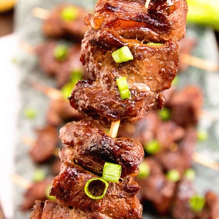 Asian Steak Kebabs ~ Tender, Juicy Steak Bites in a Delicious Asian Marinade! The Perfect Quick & Easy Recipe to Fire Up the Grill With!