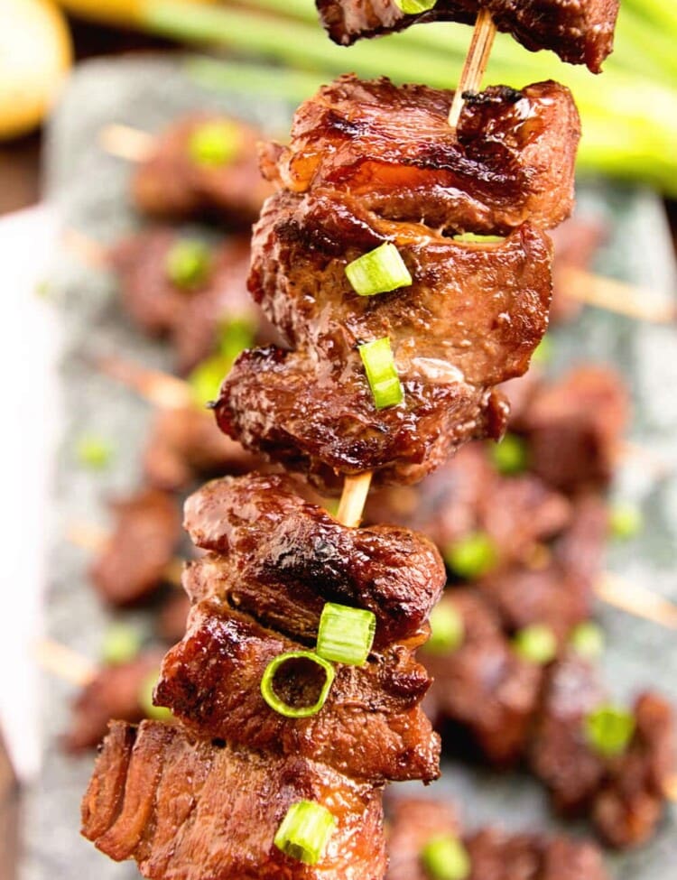 Asian Steak Kebabs ~ Tender, Juicy Steak Bites in a Delicious Asian Marinade! The Perfect Quick & Easy Recipe to Fire Up the Grill With!