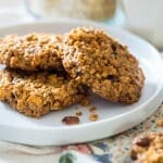 Apple Raisin Oatmeal Breakfast Cookies ~ These easy, one-bowl breakfast cookies are made with oatmeal, apples, raisins and almond butter for a healthy, vegan breakfast, perfect for busy mornings!