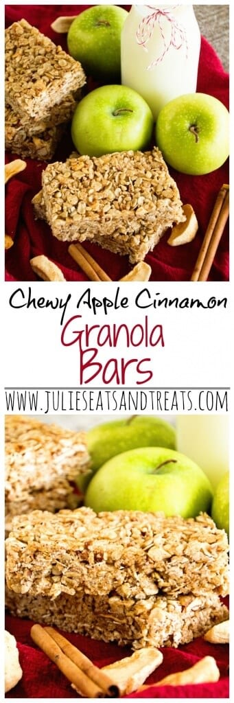 Chewy Cinnamon Apple Granola Bars ~ Soft, Chewy, Delicious Homemade Granola Bar Recipe Stuffed with Apples, Cinnamon, Oats, Pecans and Sunflower Seeds!