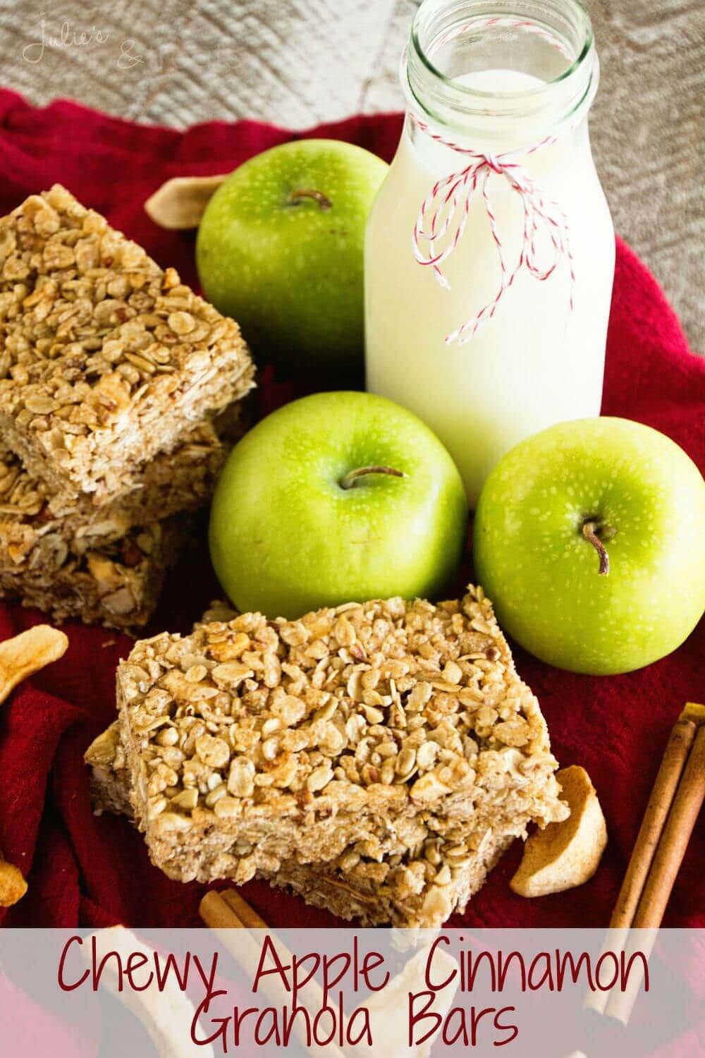 Chewy Cinnamon Apple Granola Bars ~ Soft, Chewy, Delicious Homemade Granola Bar Recipe Stuffed with Apples, Cinnamon, Oats, Pecans and Sunflower Seeds!