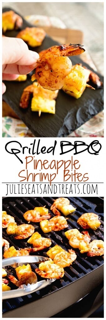 Grilled BBQ Pineapple Shrimp Bites ~ Delicious, Grilled Pineapple and Shrimp Bites Seasoned with BBQ Seasoning and Sauce then Grilled to Perfection!