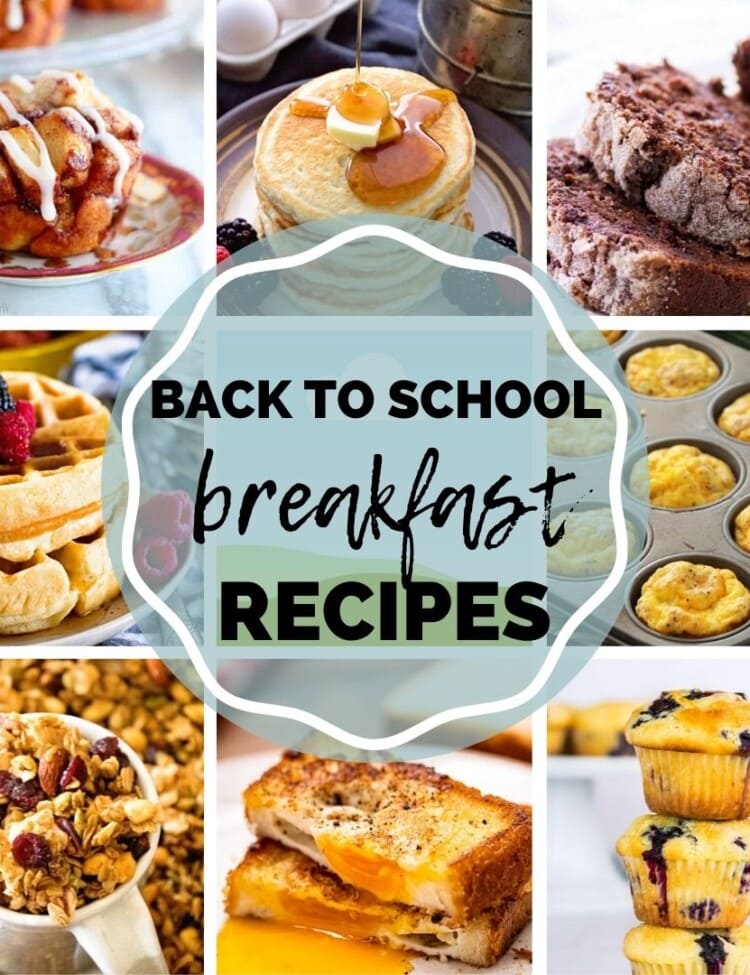 Square Collage Image of photos for Back to School Recipes with text overlay of title in middle