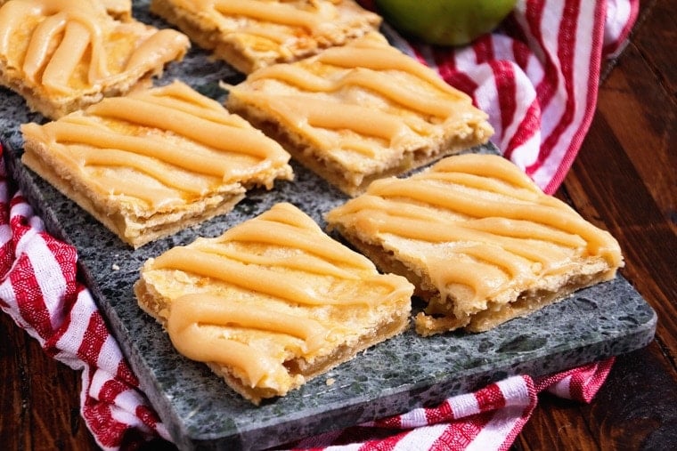 Apple Pie Bars on marble slab