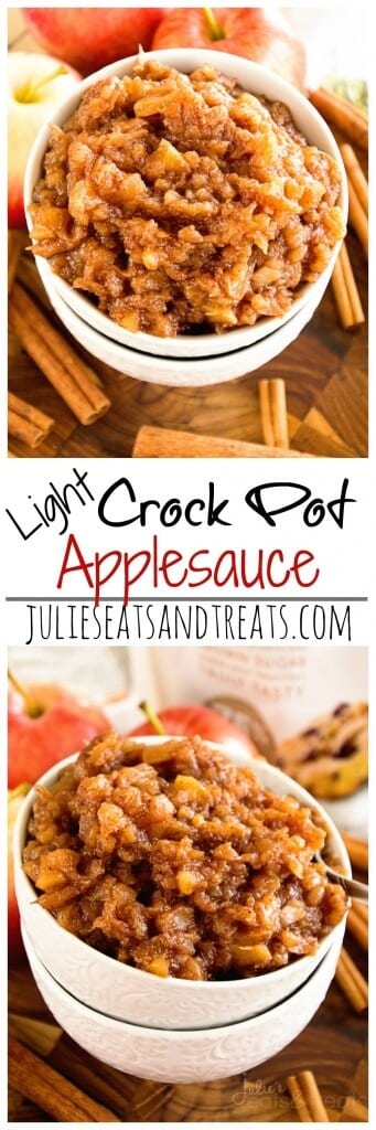 Light Crock Pot Applesauce Recipe ~ Delicious, Easy Applesauce that is slow cooked! Loaded with all the flavors of fall!