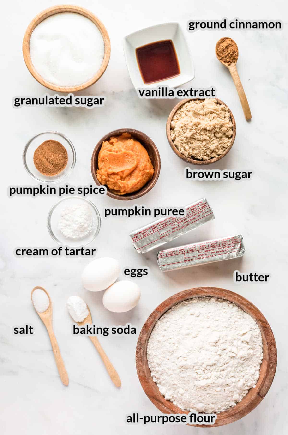 Overhead image of Pumpkin Snickerdoodle Ingredients