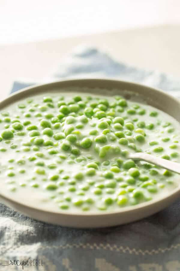 This Creamed Peas Recipe comes together quickly and so easily -- the perfect holiday side dish!